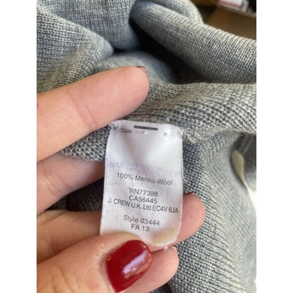 J. Crew 100% Merino Wool Pocket Tunic Sweater Gray False Pockets Size XS - Picture 7 of 8